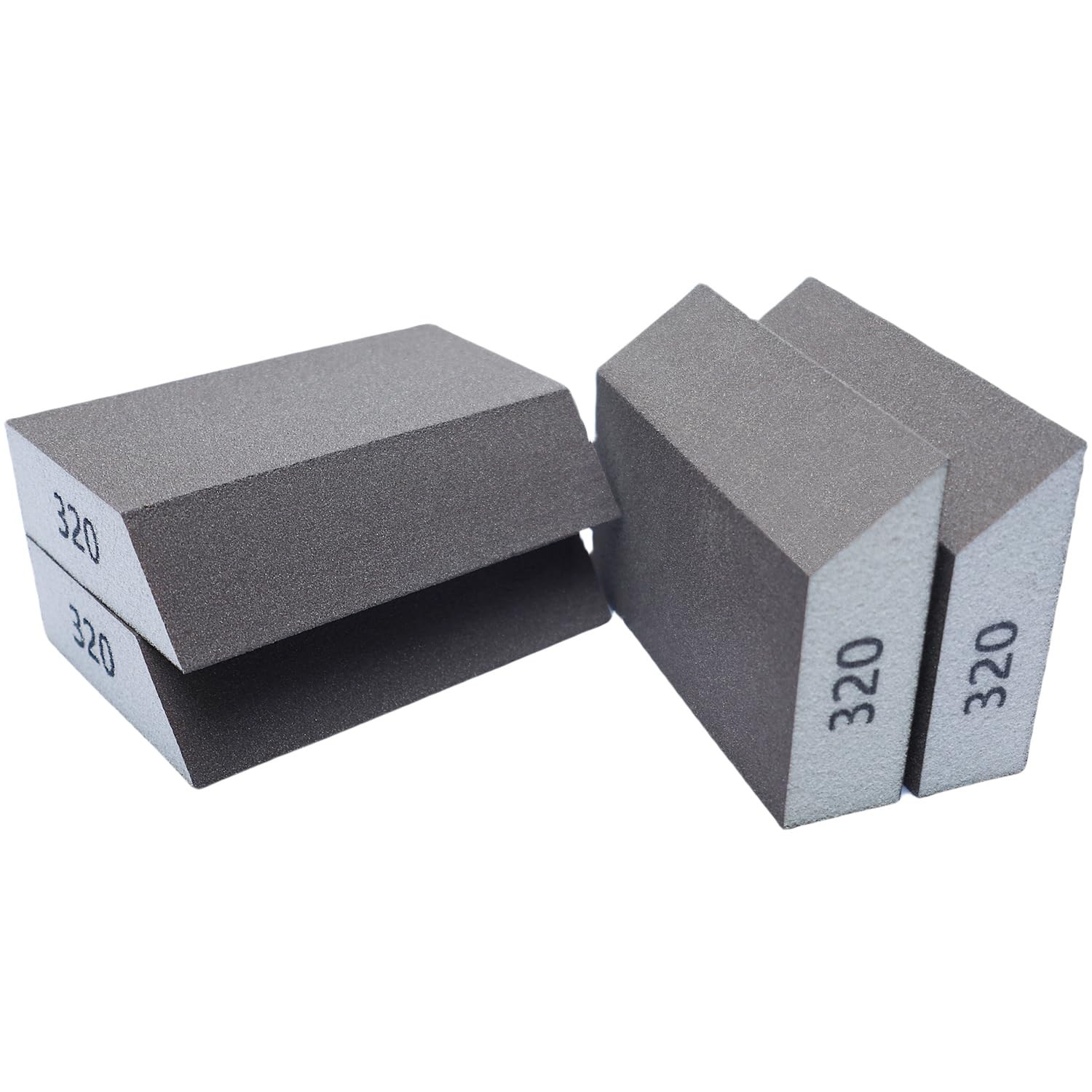 4 Pack 320 Grit Single Angle Sanding Sponge, Washable and Reusable Gray