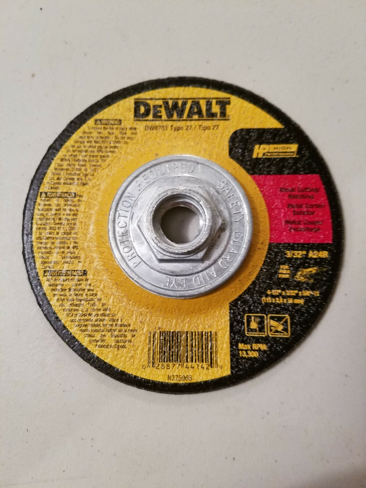 DeWalt DW 8751 4 1/2″ X 3/32″ X 5/8 – 11 Grinding Wheel 10 Pack