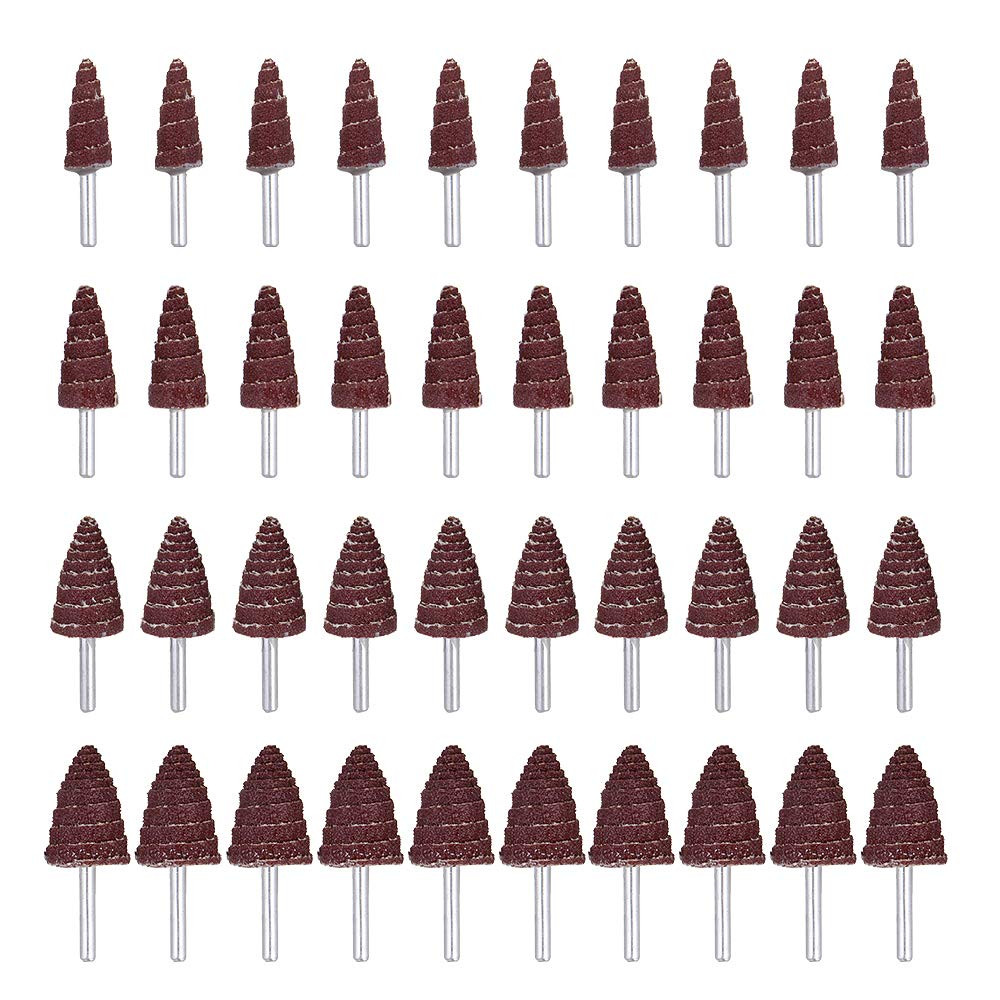 40 Pack 1/4″ Shank 80 Grit Cone Shape Abrasive Sandpaper Flap Sanding Wheel Grin