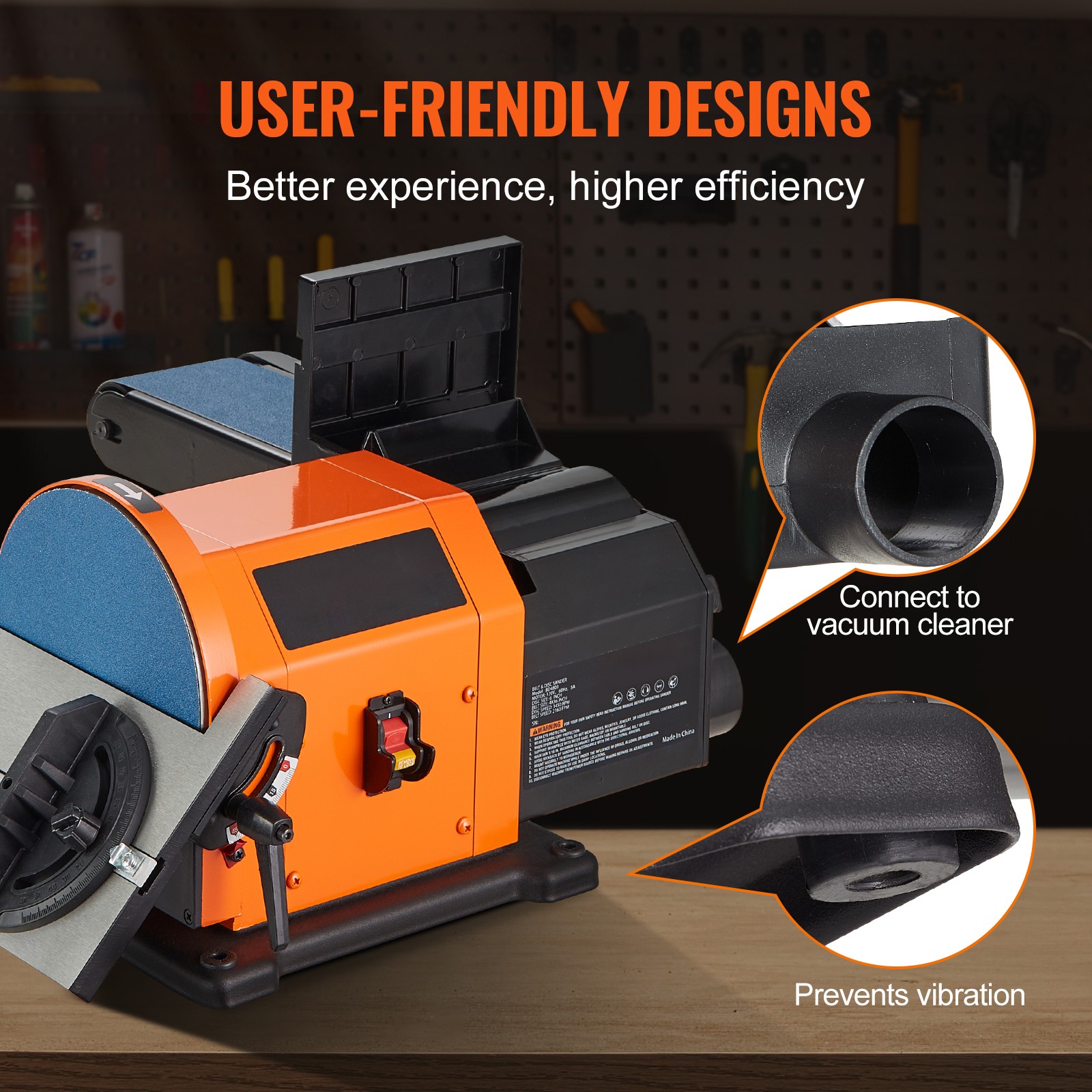 Uimoso Belt and Disc Sander Combo with 6″ Disc and 4″ x 36″ Belt, 5A Motor