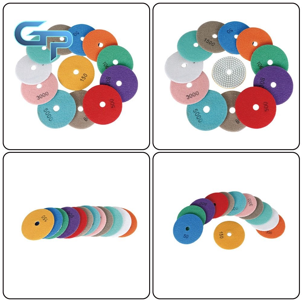 14 Pieces 4Inch Diamond Polishing Pads Kit With 2 Pack  5/8In-11 Backer Pads New