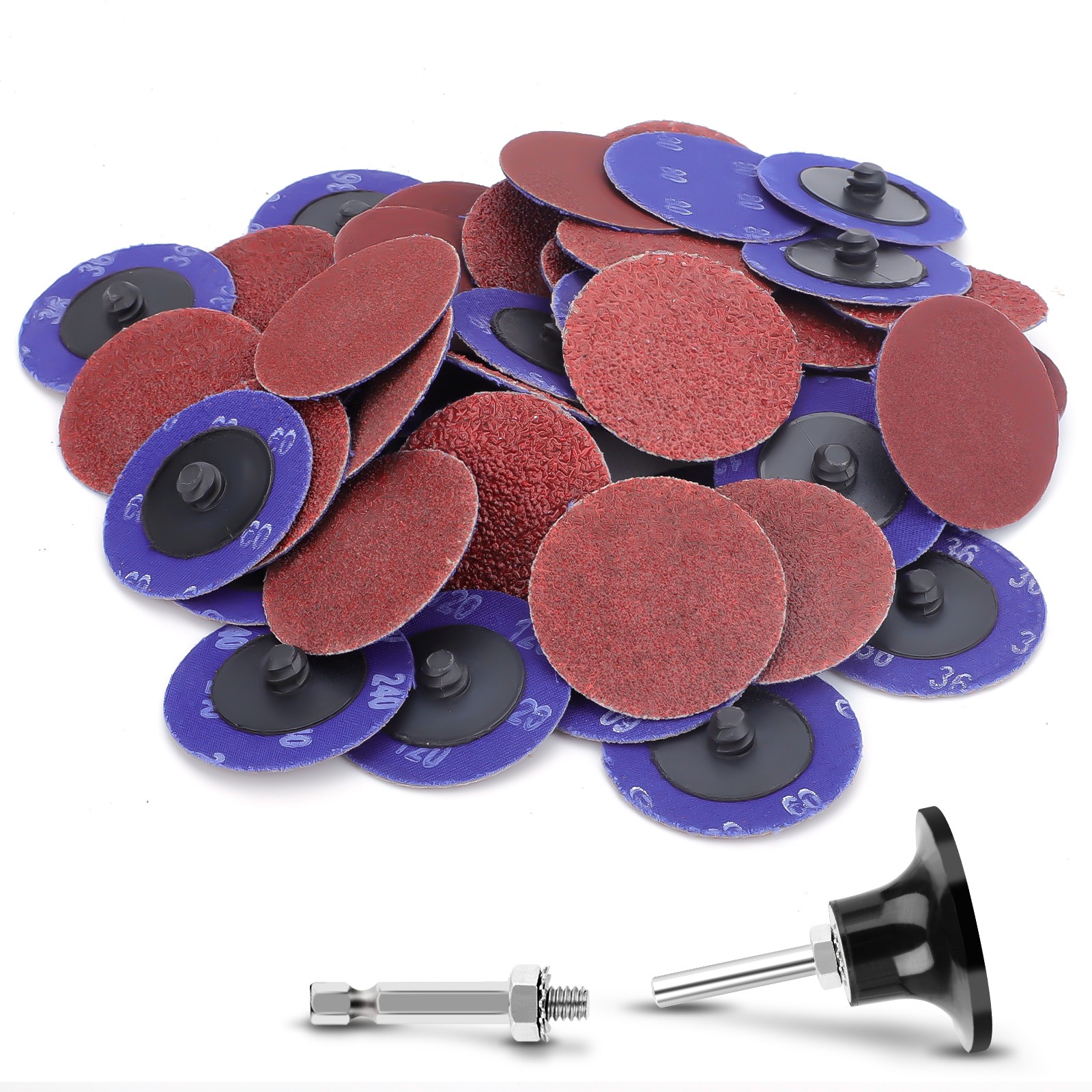 52X 2″ 36 60 80 120 240 Grit Roll Lock Sanding Disc Quick Change for Die Grinder