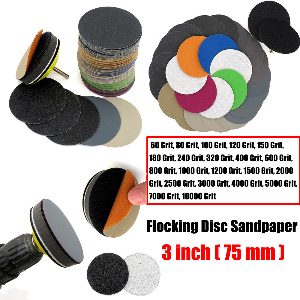 3″ Inch 75mm Wet And Dry Sandpaper Grit 60# ~10000# Hook&Loop Sanding Discs Pads