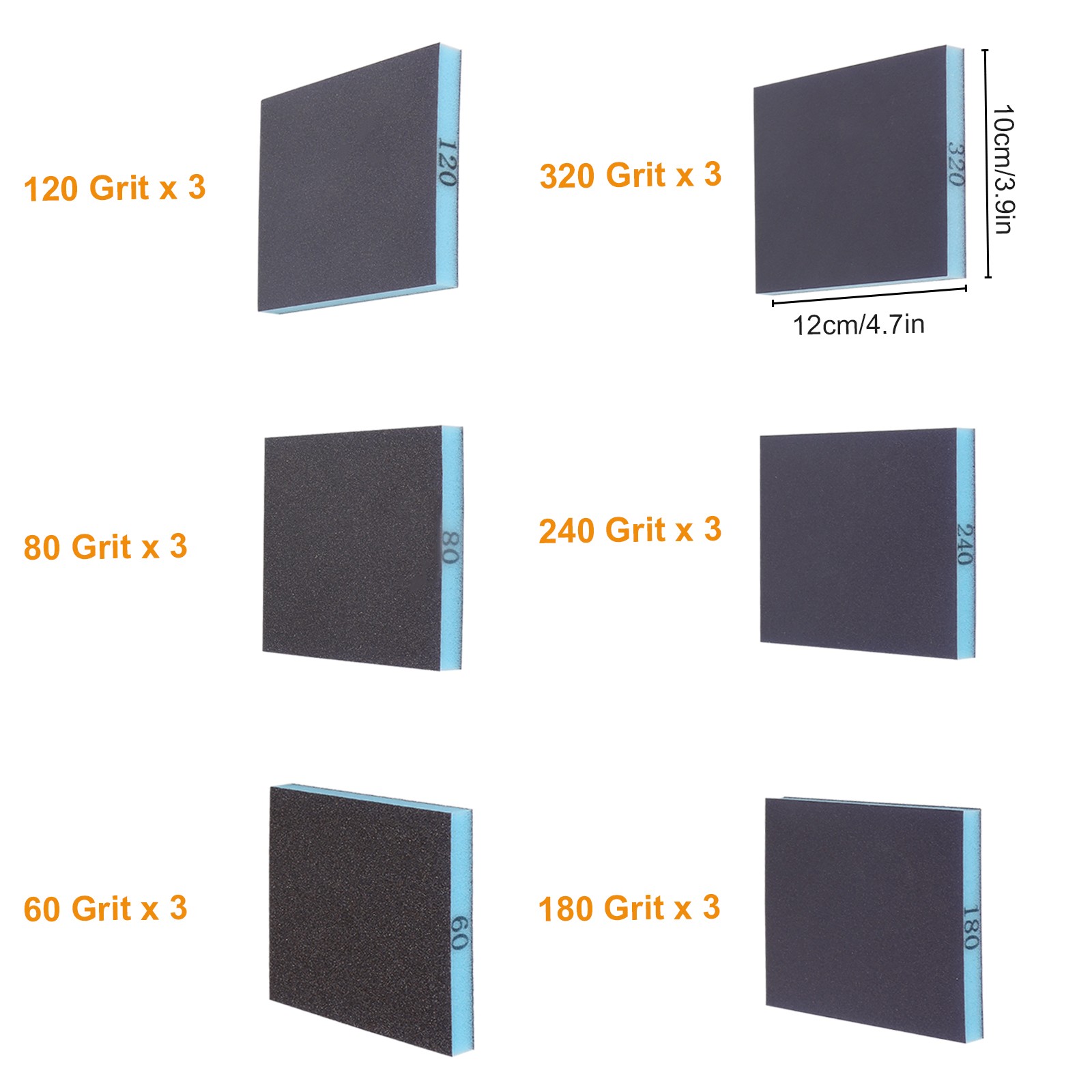 18pcs Sanding Sponges 60 80 120 180 240 320 Grit Wet Dry Sanding Block Sandpaper