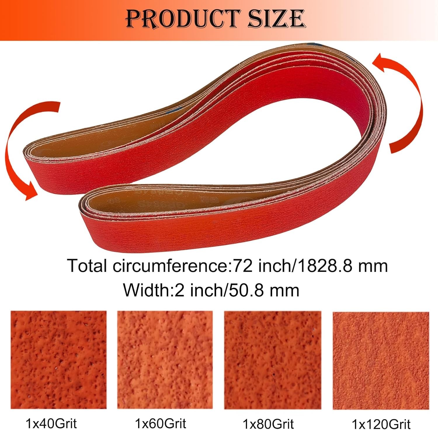 4 Pack 2 x 72 Inch Metal Grinding Ceramic Sanding Belts Kit – 40 60 80 120 Gr…