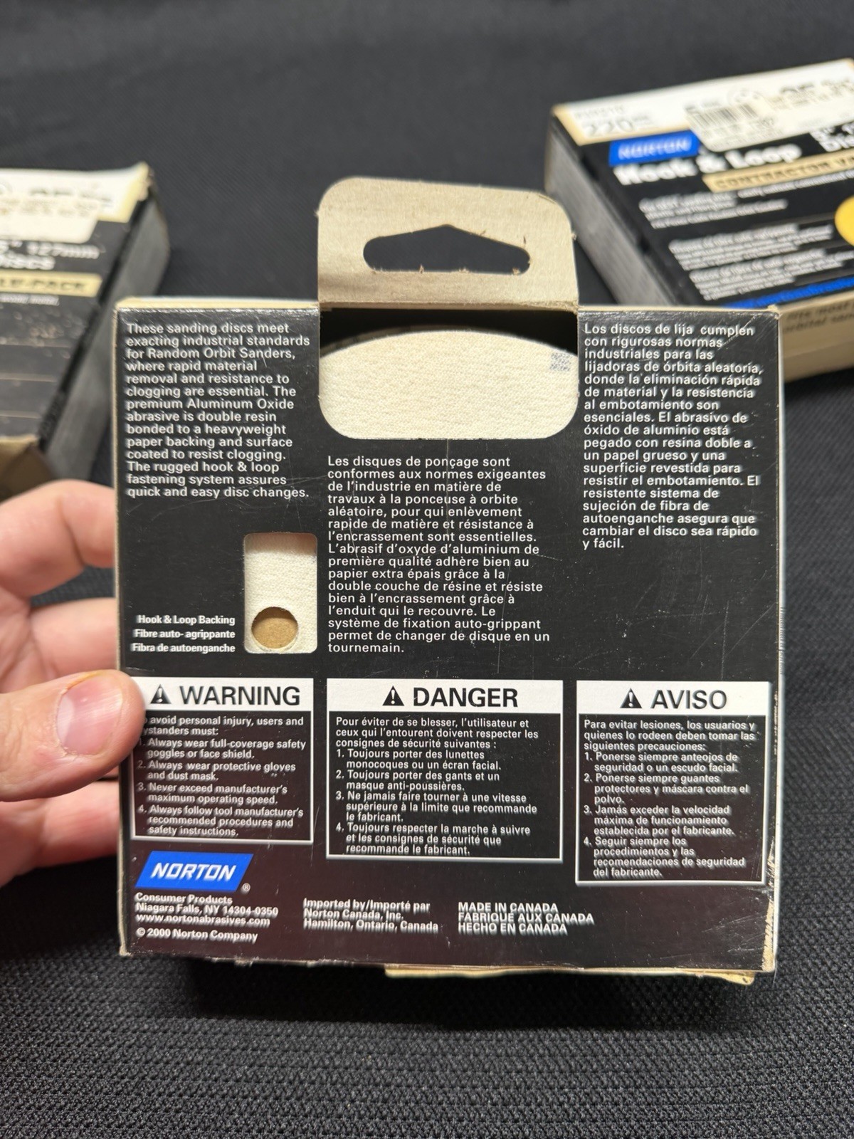 Norton Hook & Hoop 5” 127mm Discs 25 Pack, 3 Packs; 120, 180, 220 Grit
