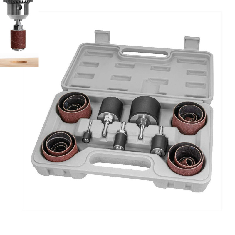 25PCS Woodworking Drill Press Sander Round Sleeves Tool Kit Sanding Drum Set