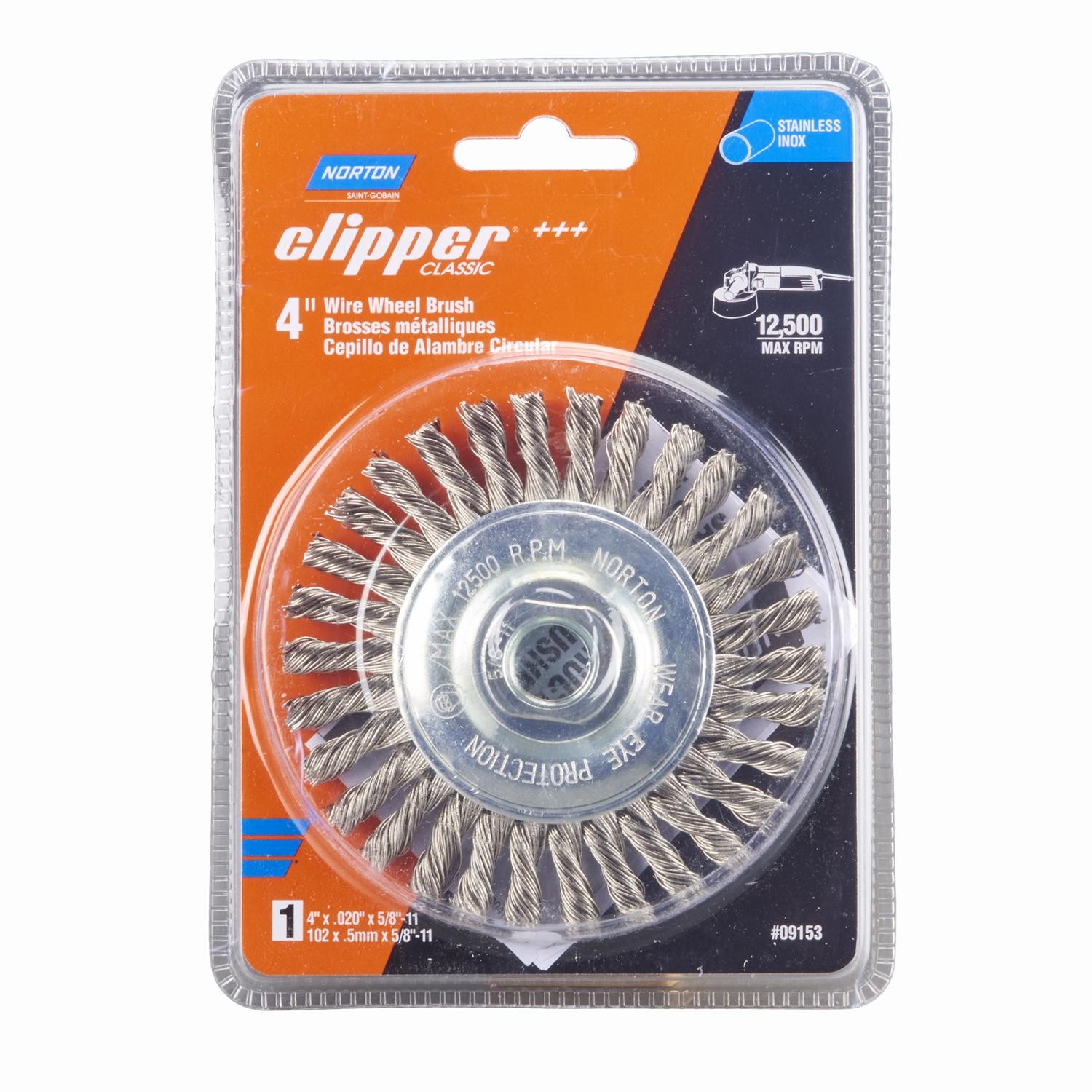 Norton Clipper 4 in. Knotted Wire Wheel Brush Stainless Steel 12500 rpm 1 pc