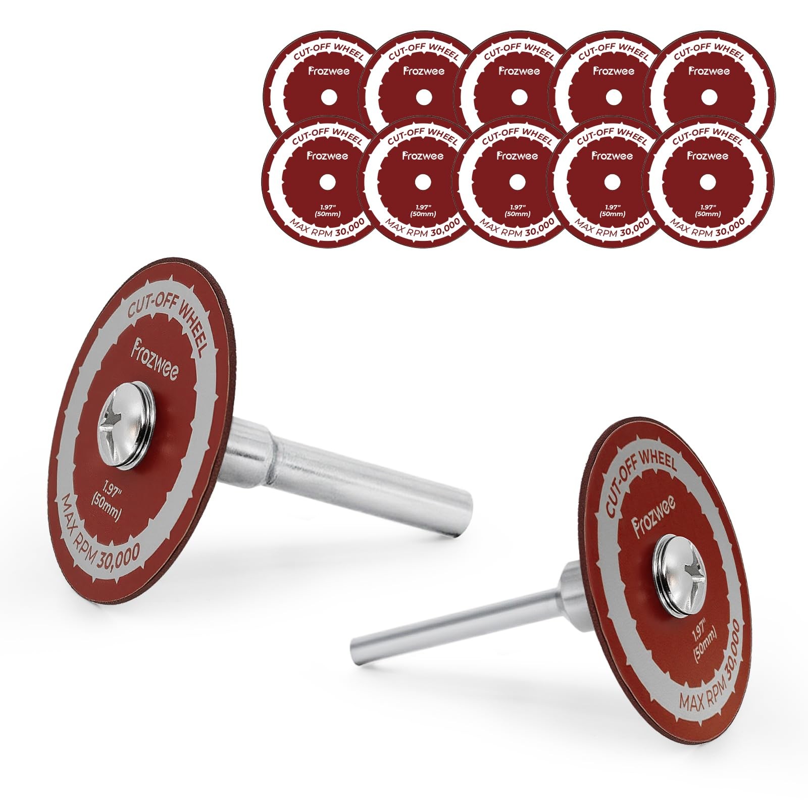 Prozwee 10 Pack 1.97″ Cut Off Wheels with 2 Shank(1/4″ Mandrel+1/8″ Red