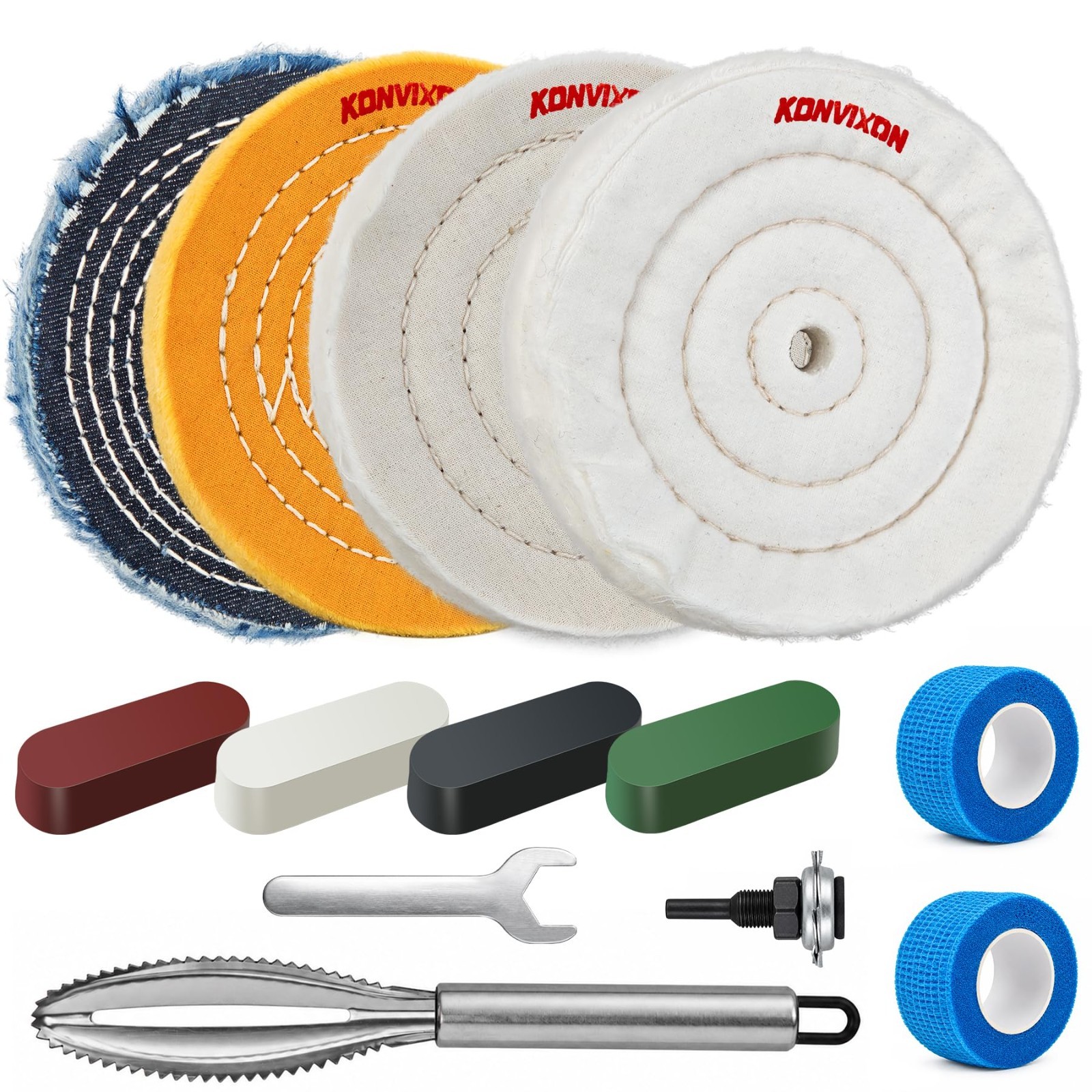 13Pcs 6″ Buffing Polishing Wheel Set for Bench Grinder & Drill, Mirror Finish To
