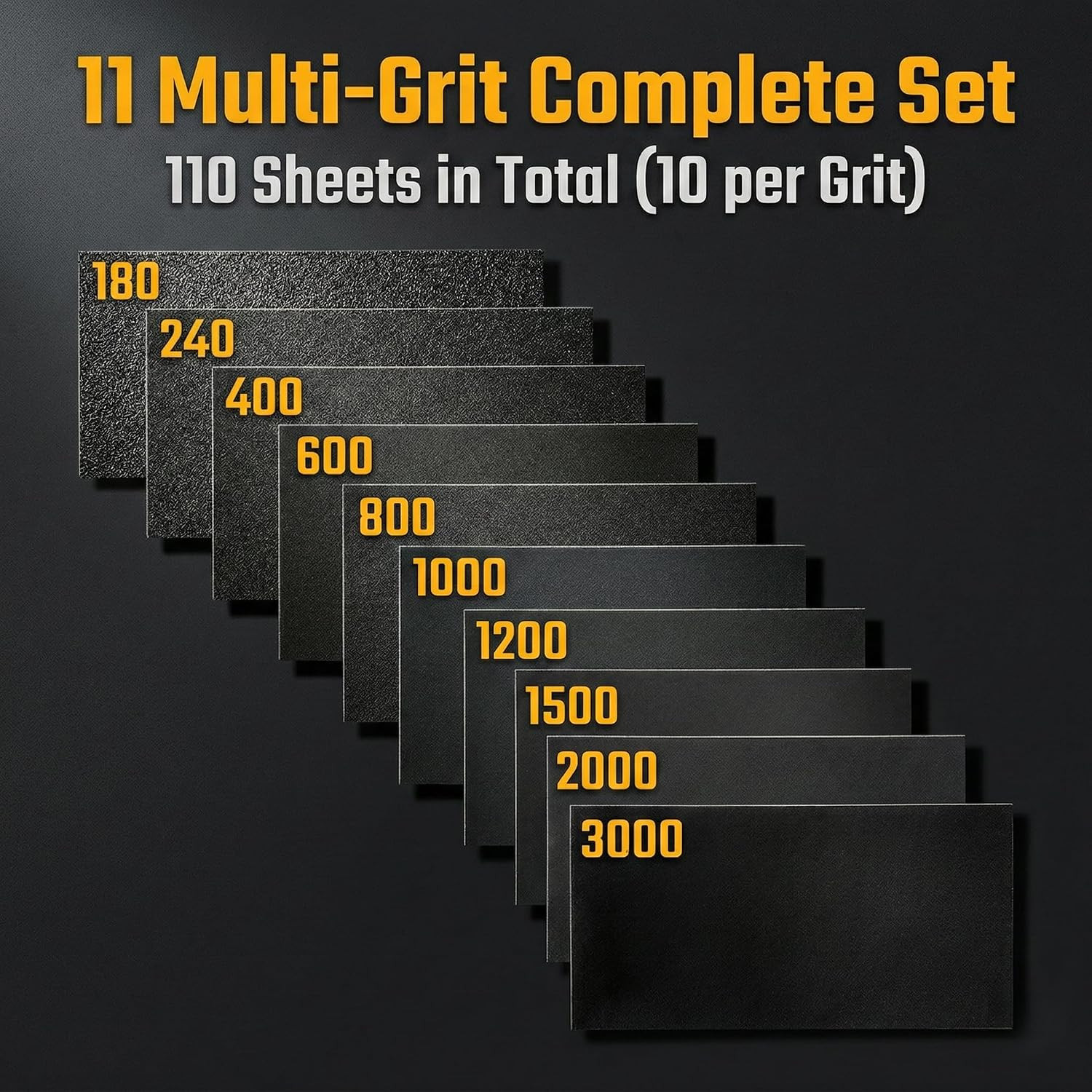 110 PCS Sandpaper Assortment, 120 to 3000 Grit, 9 X 3.6 Inch