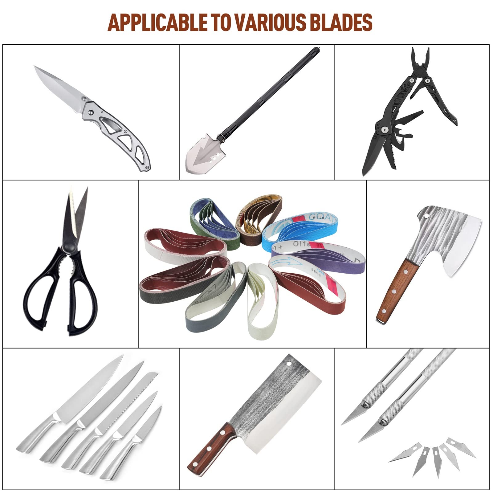45 Pcs 1/2″ x 12″ Replacement Sharpening Belt Kit for Official Work Sharp Knife