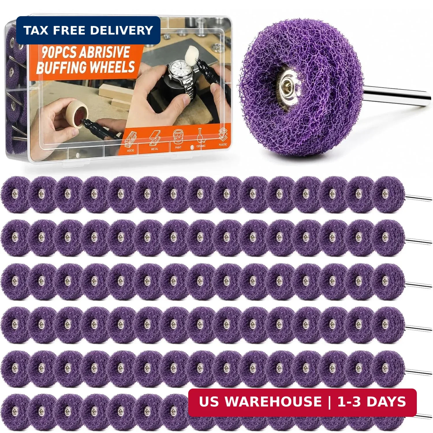 90-Piece Abrasive Buffing & Polishing Wheel Set – 1/8″ Shank, 1″ (25mm) 80-800 G