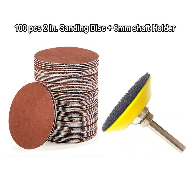 100 Pieces 2″ A/O Wet Sanding Disc + 1 piece Holder for Drill Dremel Rotary Tool
