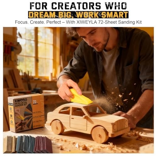 72 Piece Sandpaper Set 13 Grit Levels 80 to 3000 Color Coded Hand Sander Block