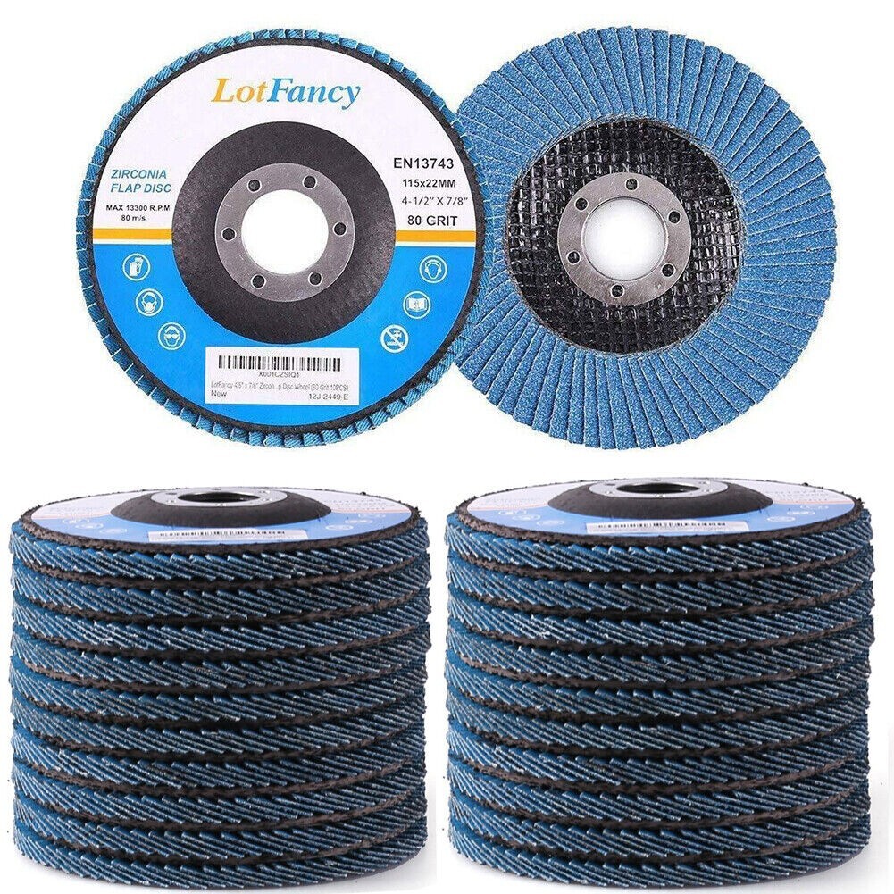 10 Pack 4.5”x 7/8″ LotFancy 80 Grit Zirconia Flap Disc Grinding Sanding Wheels