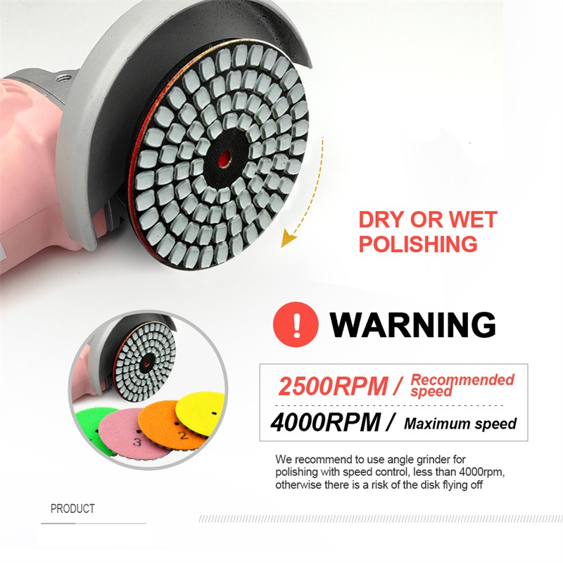 SHDIATOOL 4”/100mm 4 Steps Wet and Dry Resin Square Sanding Discs 4pcs