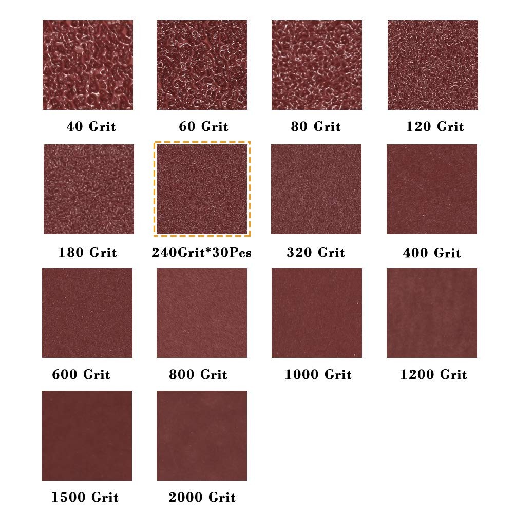 30 Pcs Hook and Loop Triangle Sandpaper 240 Grit 80mm 3-1/8 Inches for Oscill…