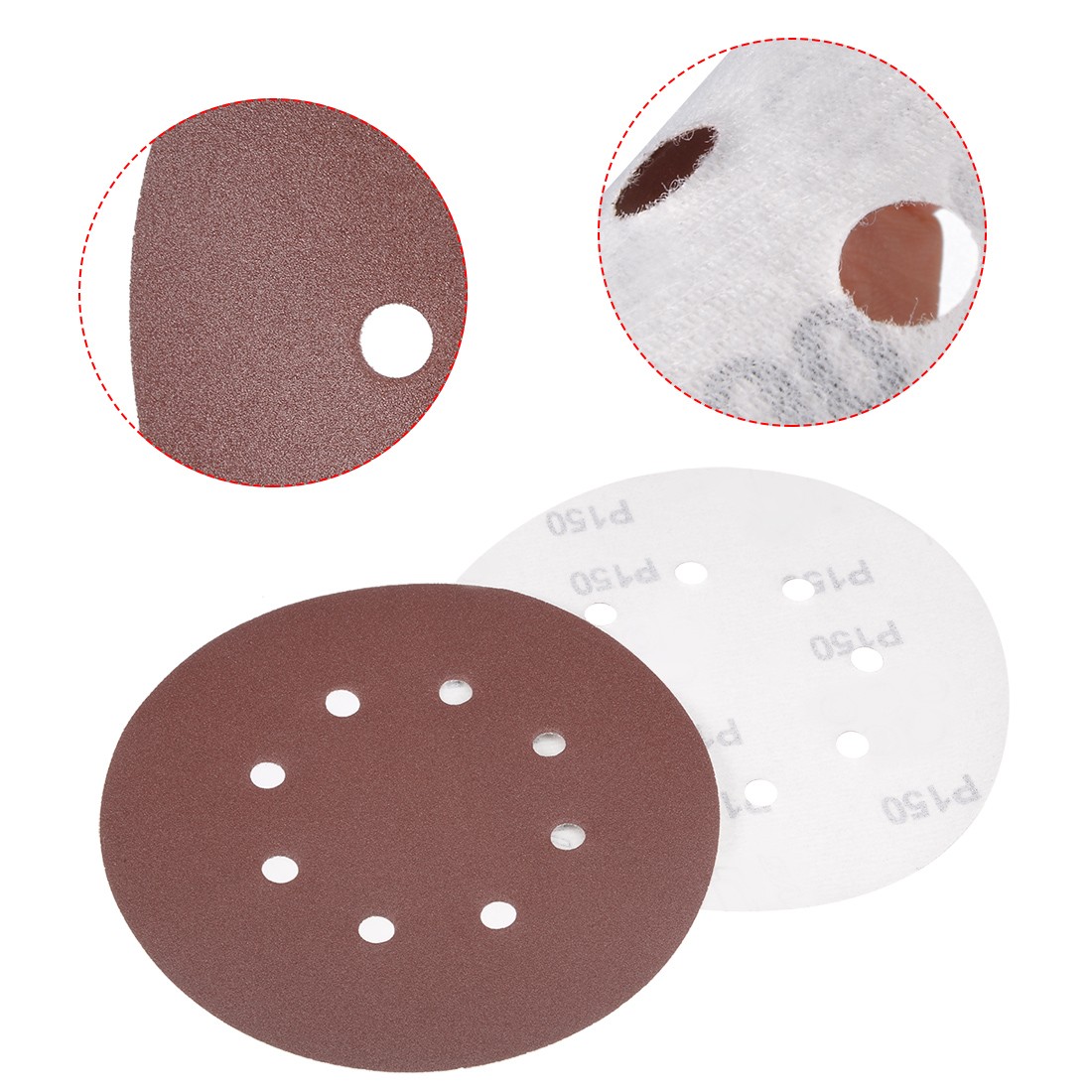 10Pcs 7 Inch 8 Hole Hook and Loop Sanding Disc 150 Grit Flocking Sandpaper