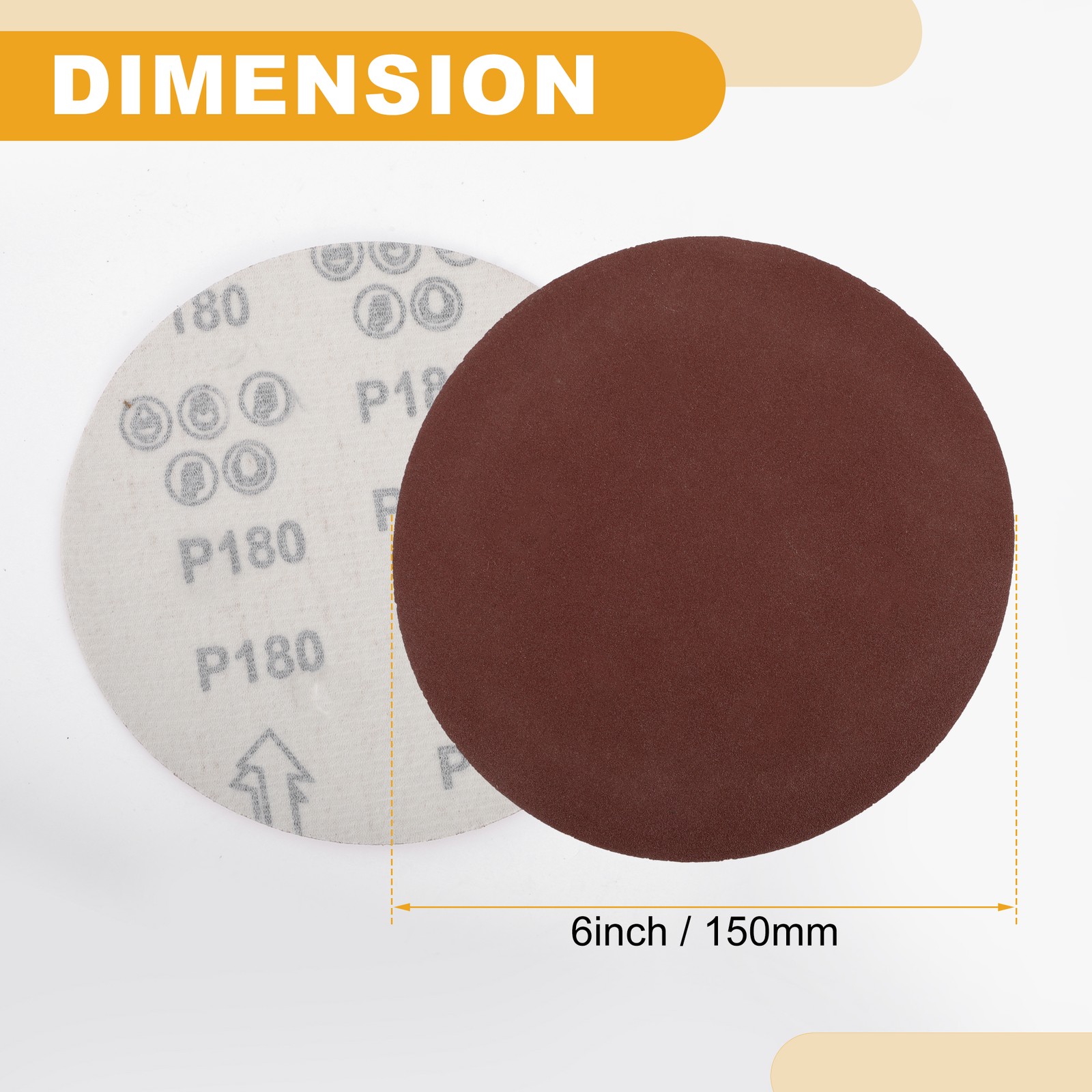 10 Pcs 180Grit Universal Sanding Discs-Round Hook Loop Sandpaper-White Paper Red