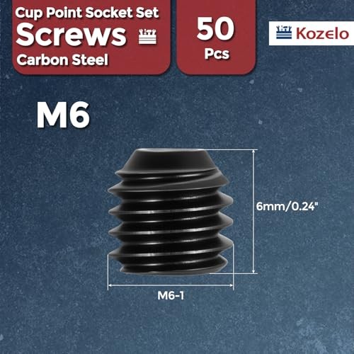 Pcs Cup Point Socket Set Screws – [] Carbon Steel – Black Oxide M6-1×6 50