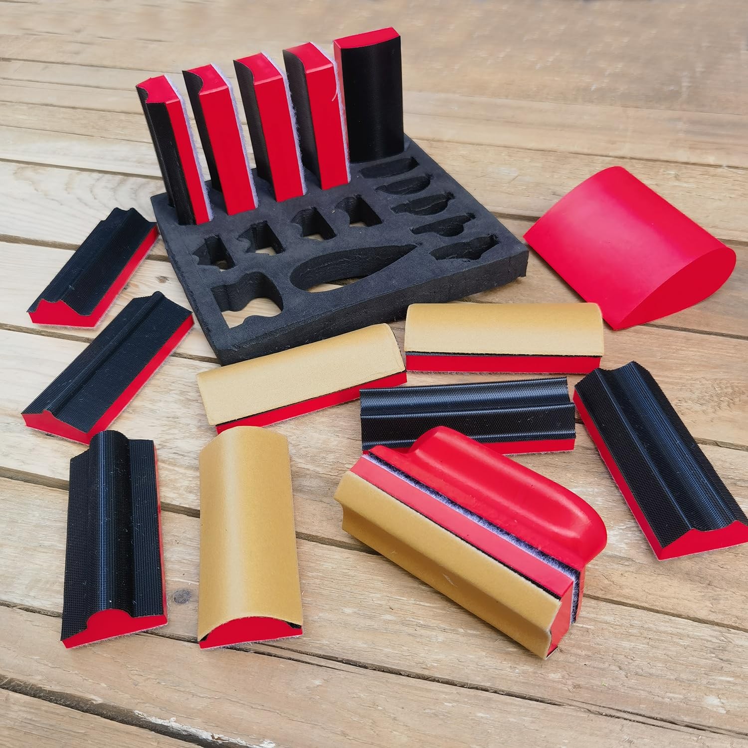 16piece Contoured Profile Hand Sanding Block Set With Hook And Loop Interchangea
