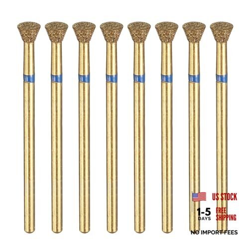 8pcs 120-140 Grits Diamond Grinding Bit 4mm Inverted Cone Head 4x3mm Blue