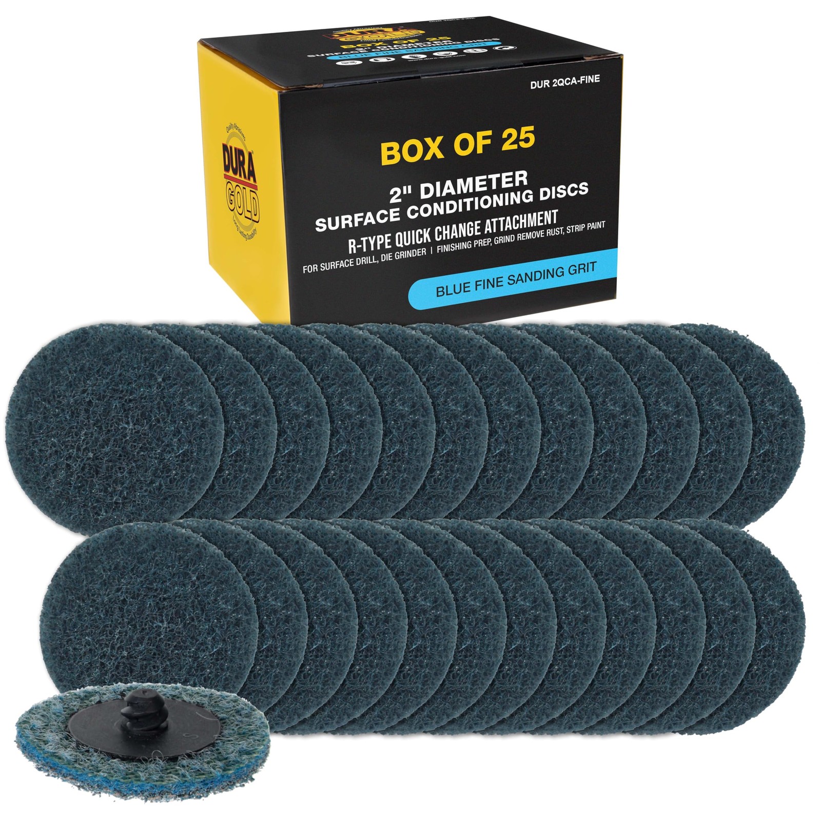 25 PCS 2″ Blue Fine Sanding Grit Surface Conditioning Discs RType Quick