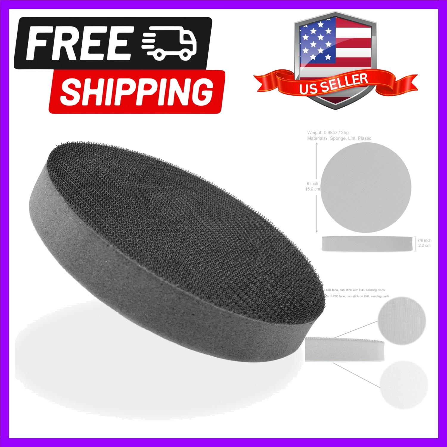 6 Inch Thickness 22 mm Soft Density Interface Pad -6″ Hook and Loop Sander pad