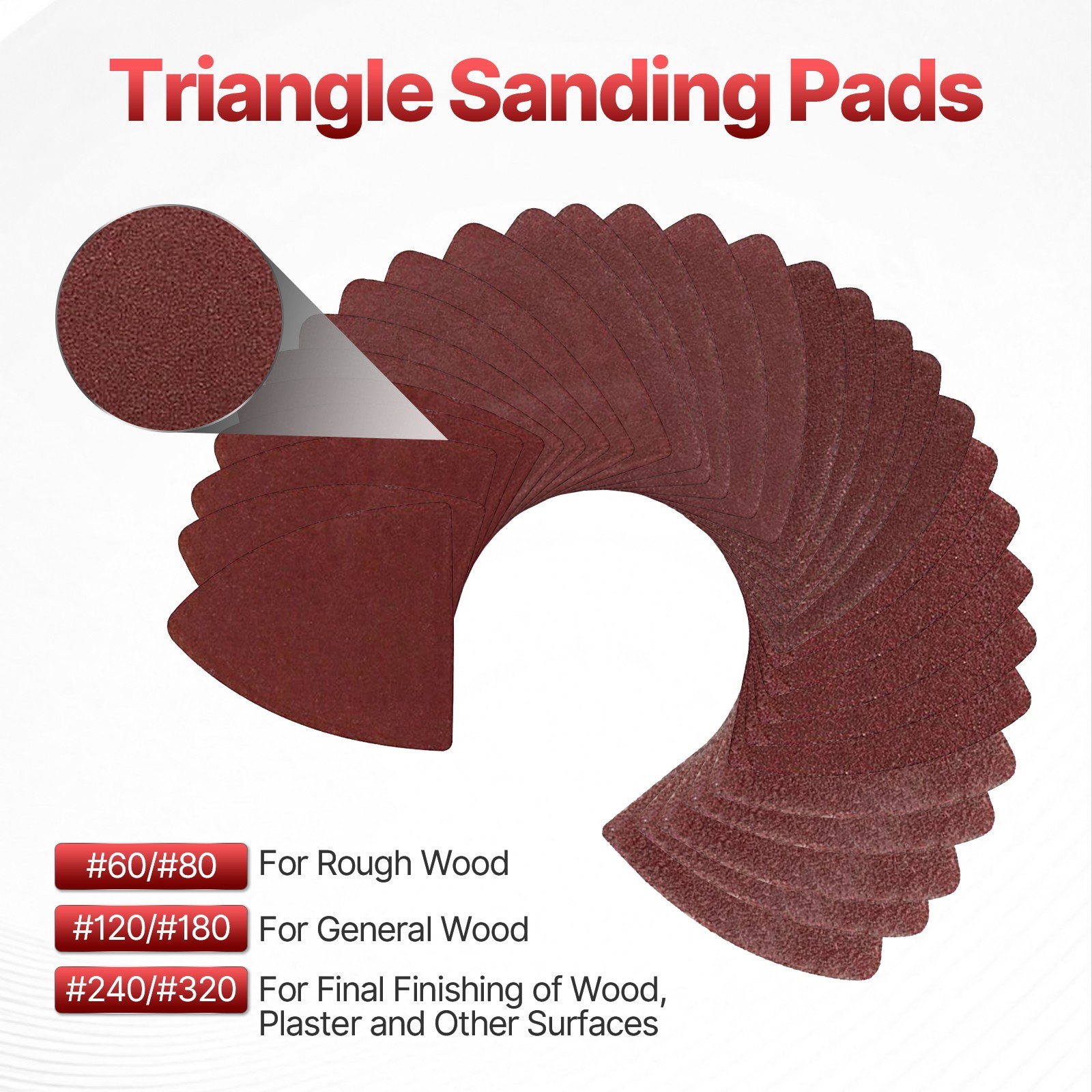 30PCS 40mm Triangular Finger Oscillating Multi Tool With 1 X Sanding Pads Set