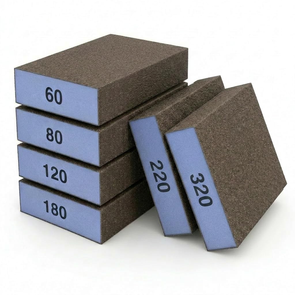 Sanding Sponge 6 Pcs 60-320 Grit Blocks for Drywall Metal Wood