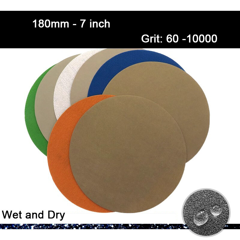180mm 7 inch Wet and Dry Sanding Discs Sandpaper Pads Hook & Loop 60-10000 Grit