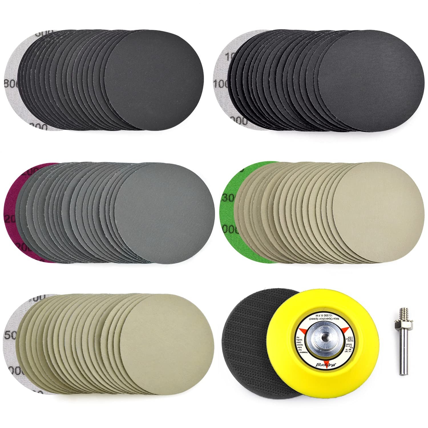 Versatile 100PC Sanding Disc Set: 3 Inch Silicon Carbide for All Polishing Needs