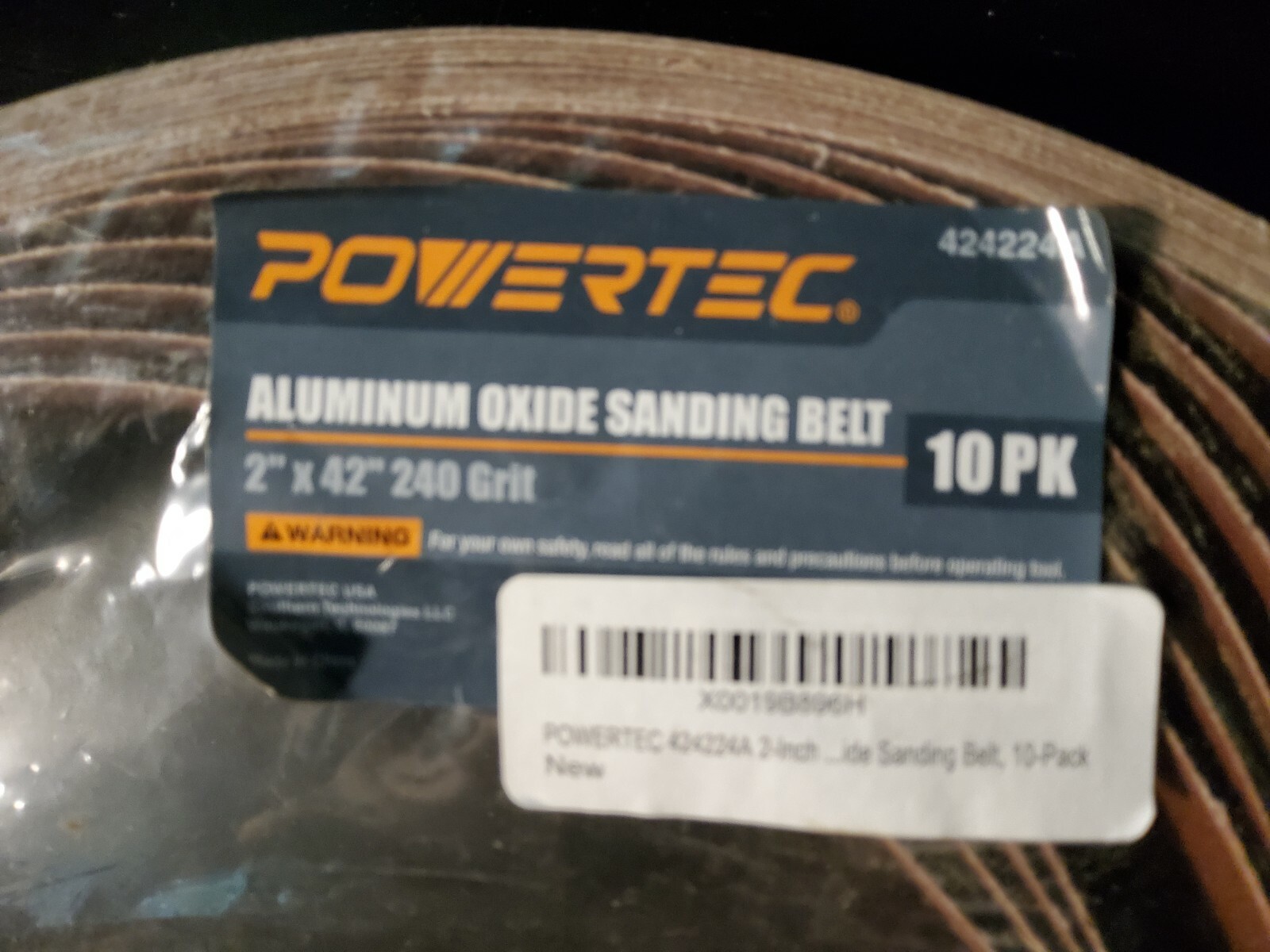 POWERTEC 424224A-2 x 42 In Sanding Belts – 240 Grit Aluminum Oxide Sanding Belts