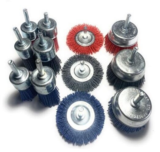 12 Pack Nylon Bristle Filament Abrasive Brush Drill Straight shank 2.5″ wheel