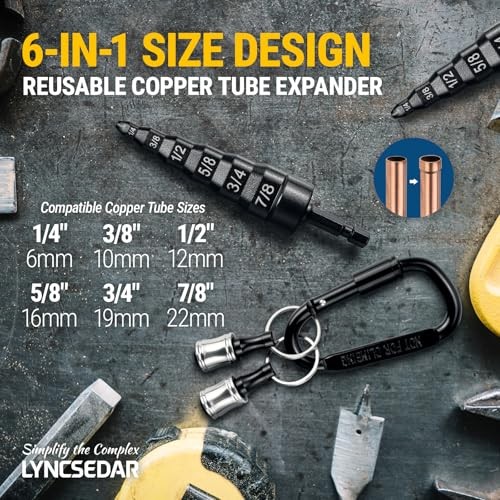 6-in-1 Copper Swedge Tool HVAC, 2-Pack Soft Tube Expander, Carbon Steel, Black