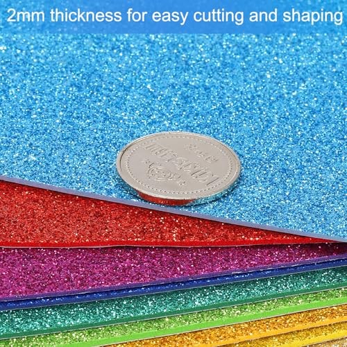 20 Sheets 2mm Glitter Foam Sheet, 16″ x 12″ Sparkle EVA Paper 16×12″ Red