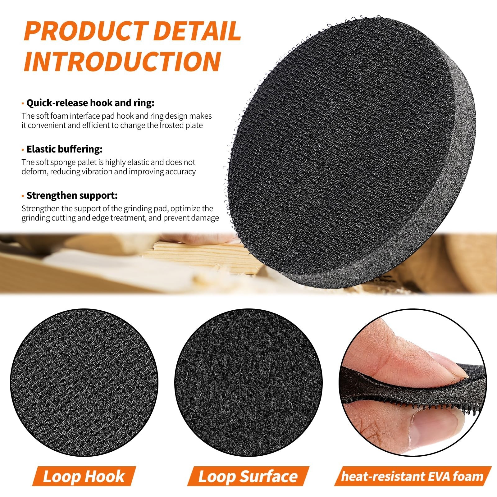 3″ Soft Foam Sponge Pads 10 Pack – Hook & Loop Replacement for Orbital Sander, C