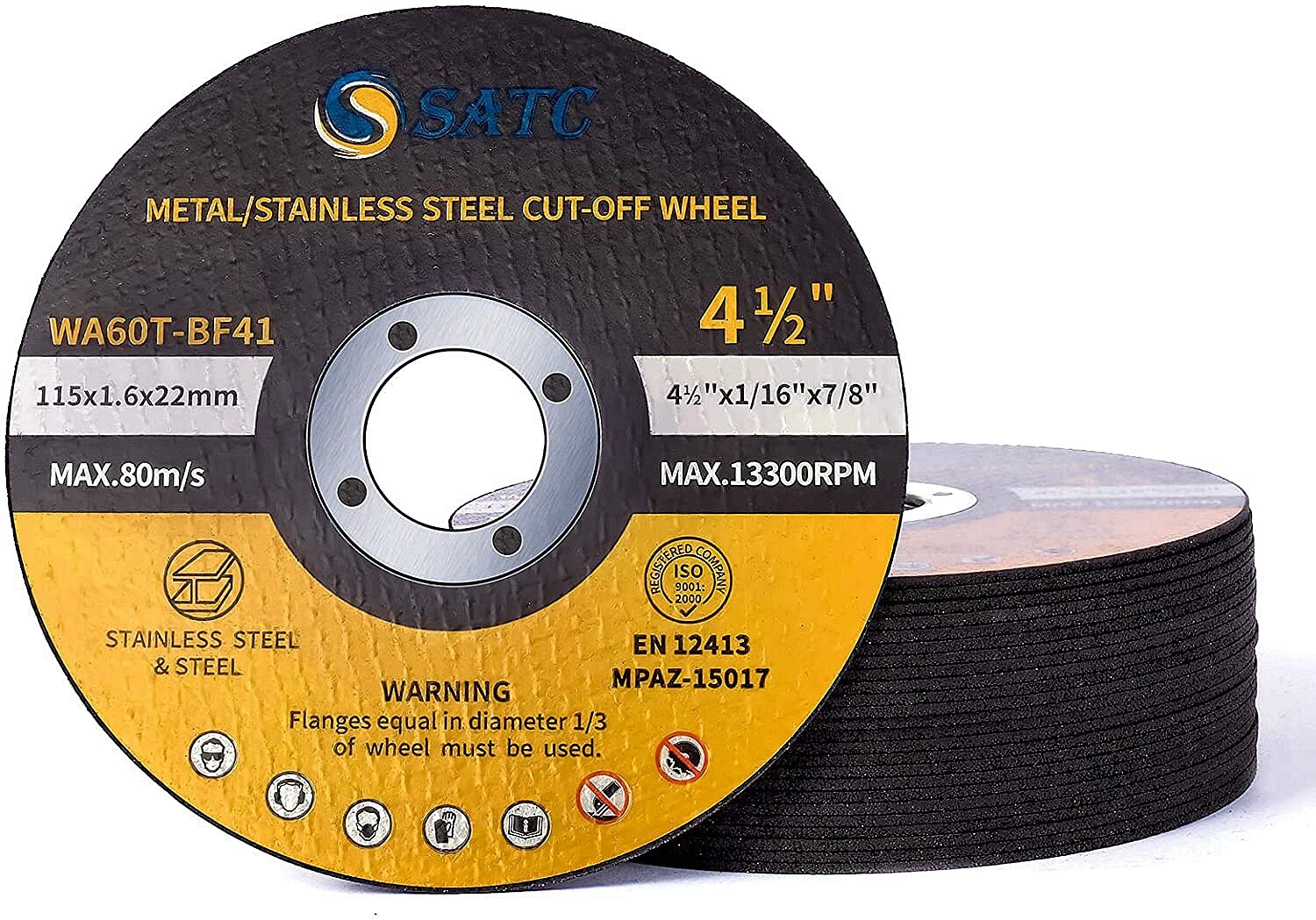 100 Pack 4-1/2″ x 1/16″ x 7/8″ Cut-off Wheels Discs Stainless Steel & Metal 4.5″