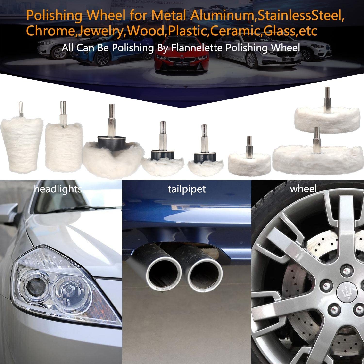 Versatile 8-Pc Buffing Wheel Set for Electric Drill – Ideal for All Surfaces