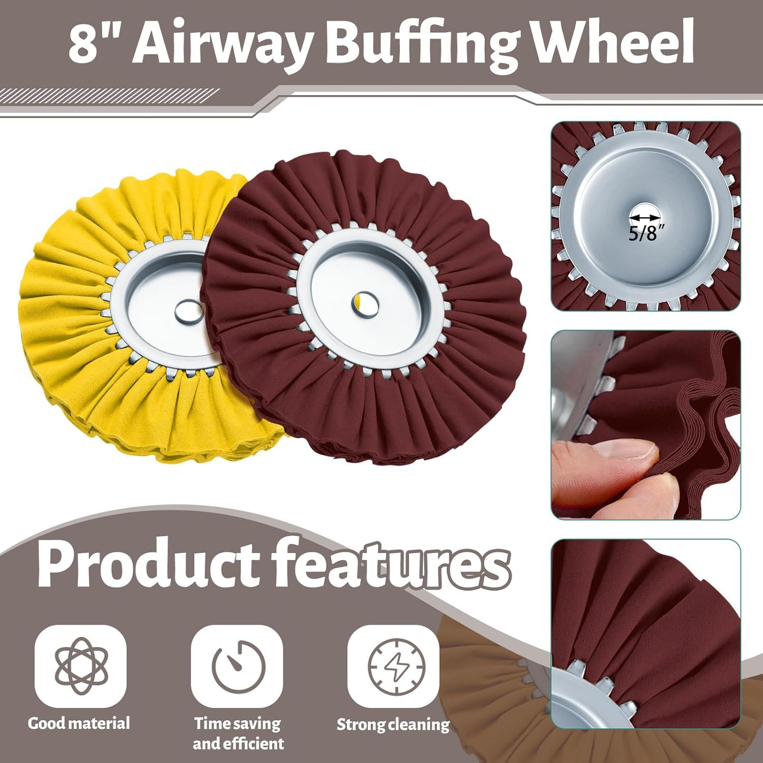 14 Pcs 8″ Airway Polishing Wheel Kit in Diameter 5/8″, Metal Aluminum Buffing Wh