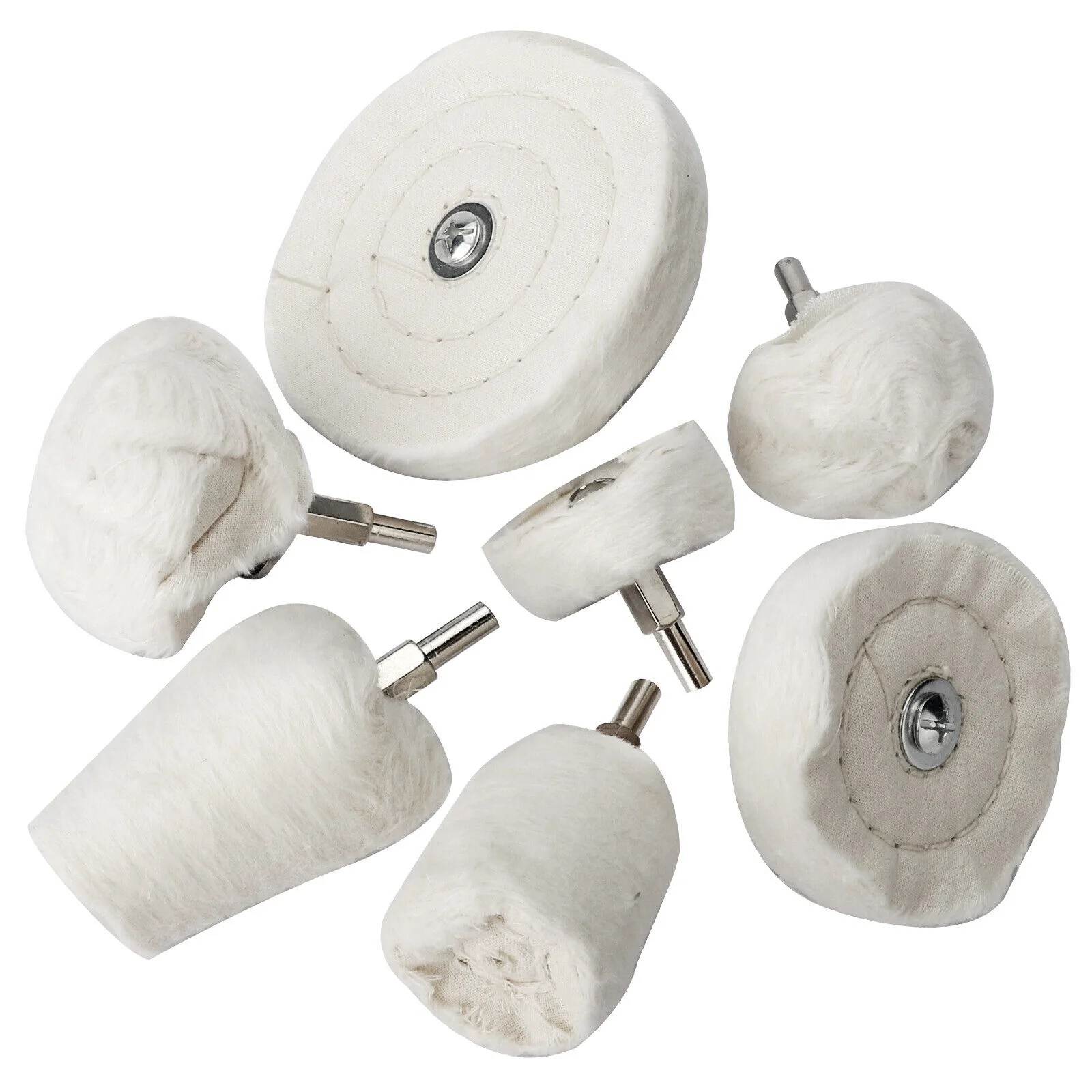 7PCS Cotton Buffing Wheel Kit for Drill Rotary Tool Aluminum Metal Polishing Pad