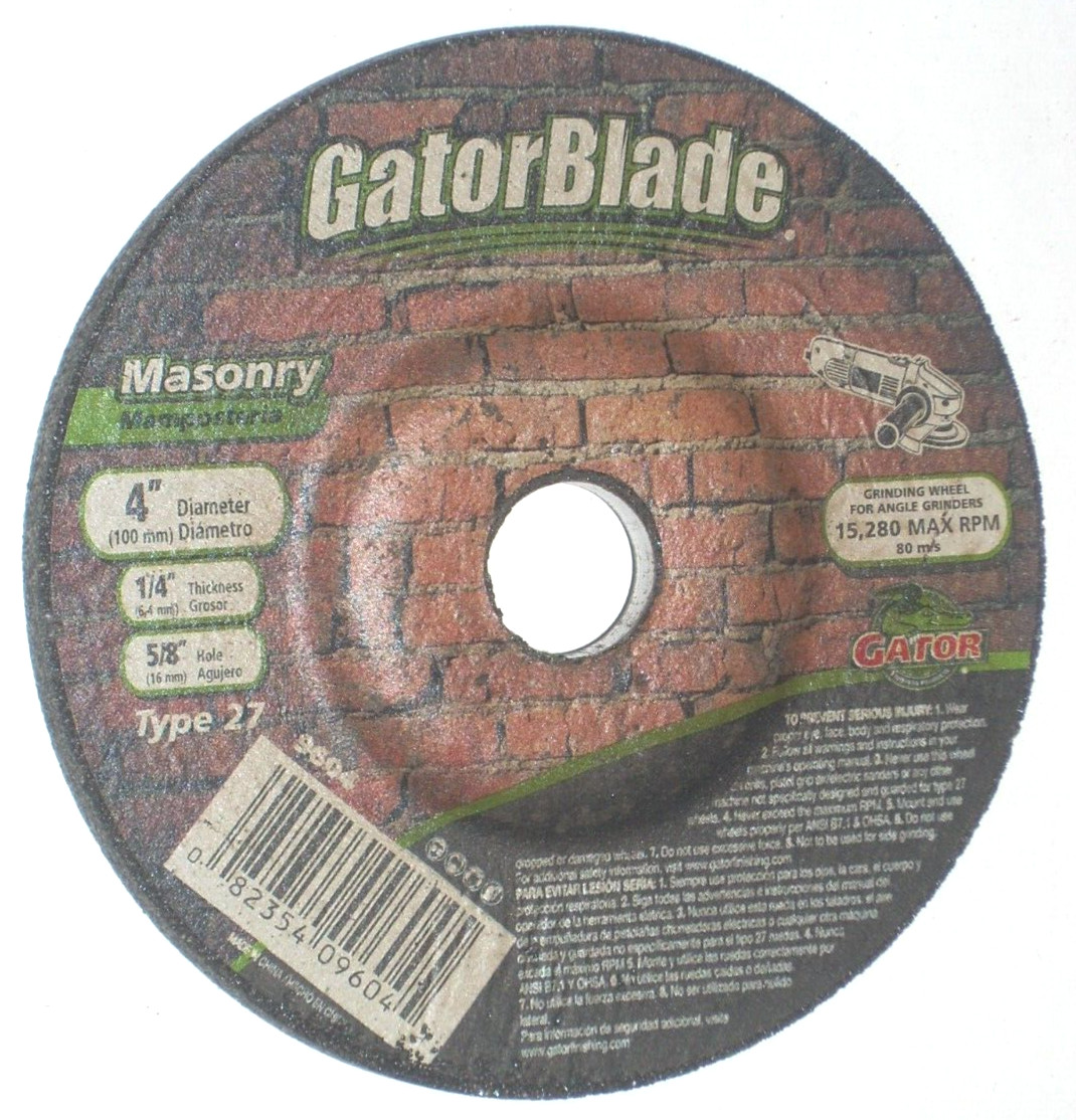 Gator 9604 Masonry Grinding Wheel 4 x 1/4 x 5/8 Type 27 for Angle Grinder 4pk