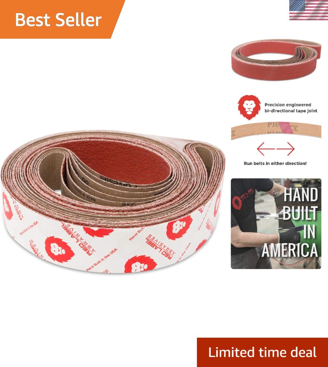 Heavy-Duty Ceramic Sanding Belts 2 x 72″ for Metal Grinding – 40 Grit, 6 Count