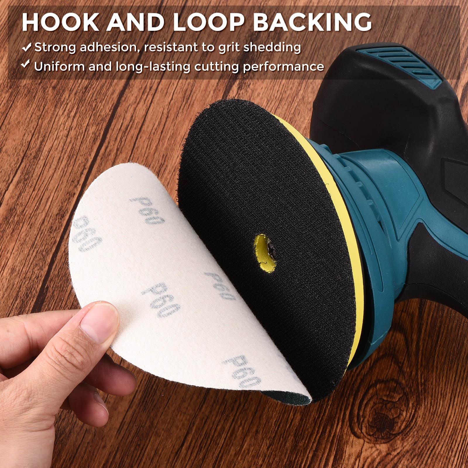 50 Pcs Sanding Disc 6″ 600 Grit Hook and Loop Orbital Sandpapers, Green