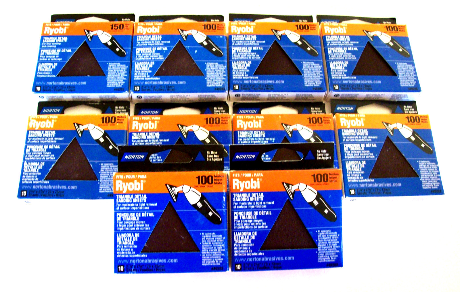 100 NORTON TRIANGLE DETAIL SANDING DISC SHEETS 100 GRIT 49283 FITS RYOBI USA