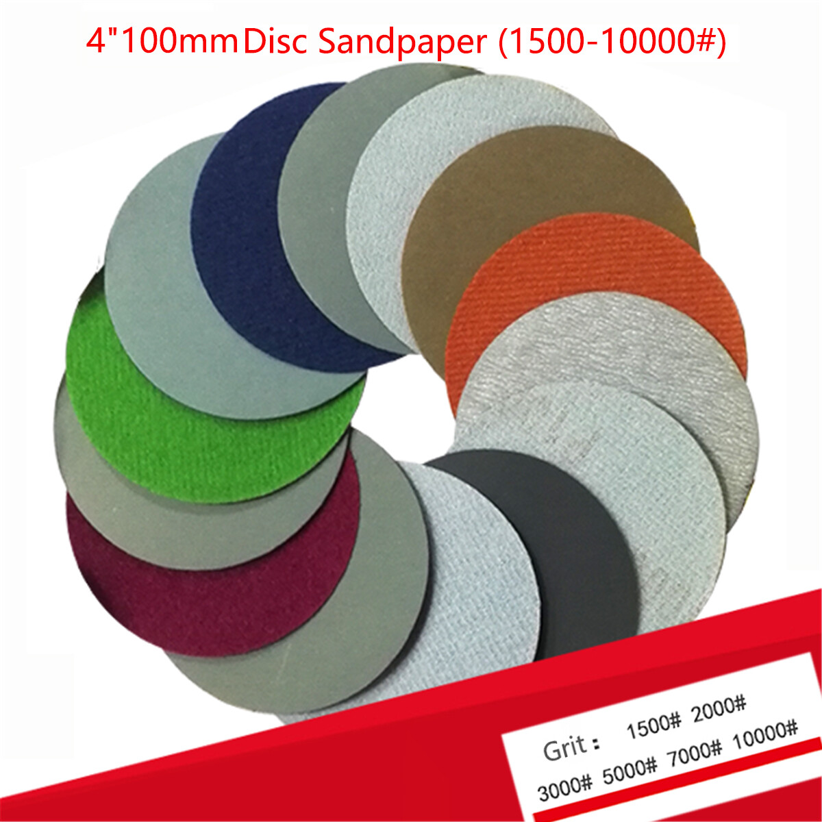 4″(100mm) Hook&Loop Wet/Dry Sanding Disc Sandpaper Pad Grit 1500-10000 Polishing