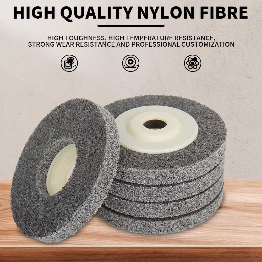 Nylon Fiber Flat Abrasives Buffing Polishing Wheel Disc Pad 7P Hardness 5Pcs
