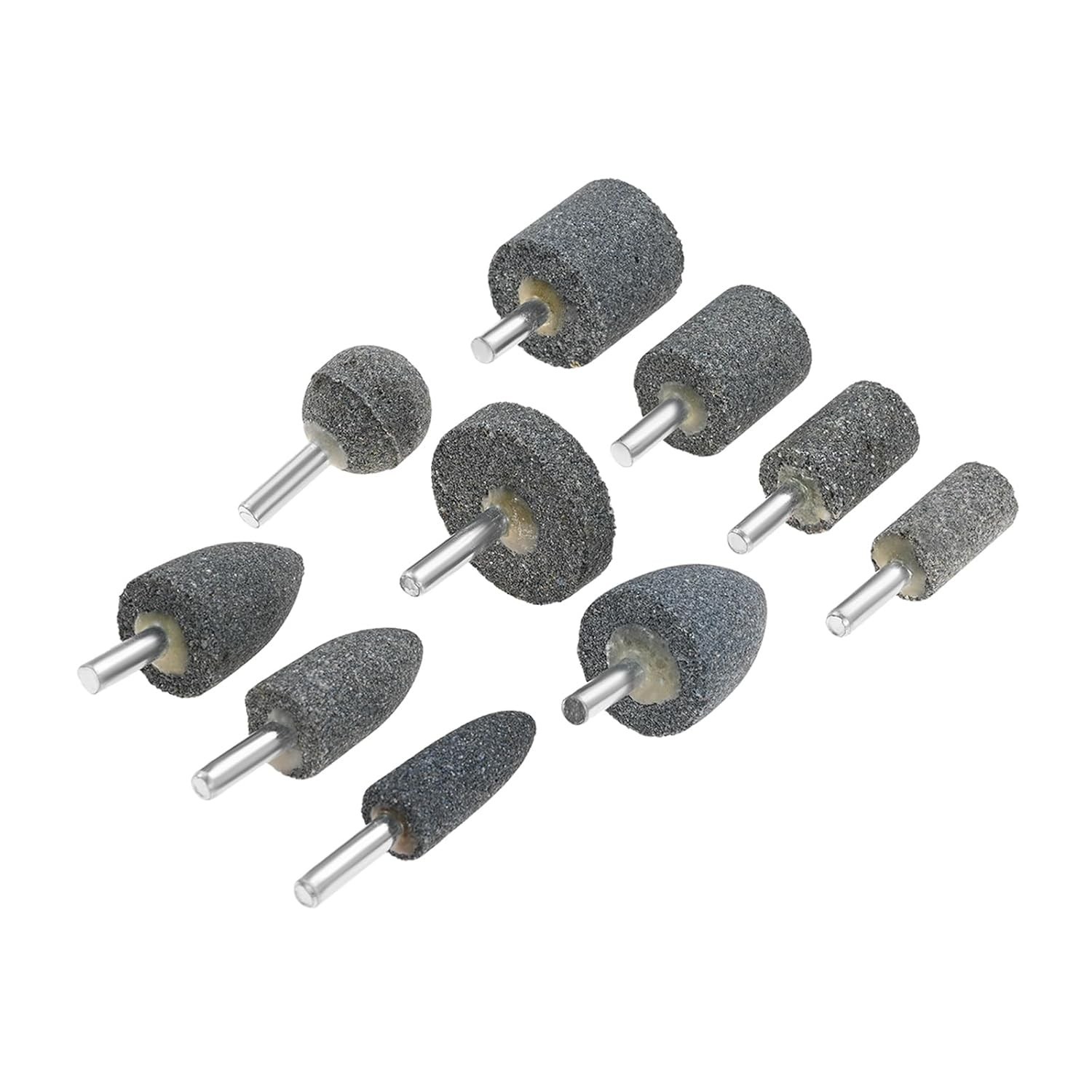 10 Pack Various Shapes Abrasive Grinding Stone Mounted Grinding Bits 1/4″ Shank