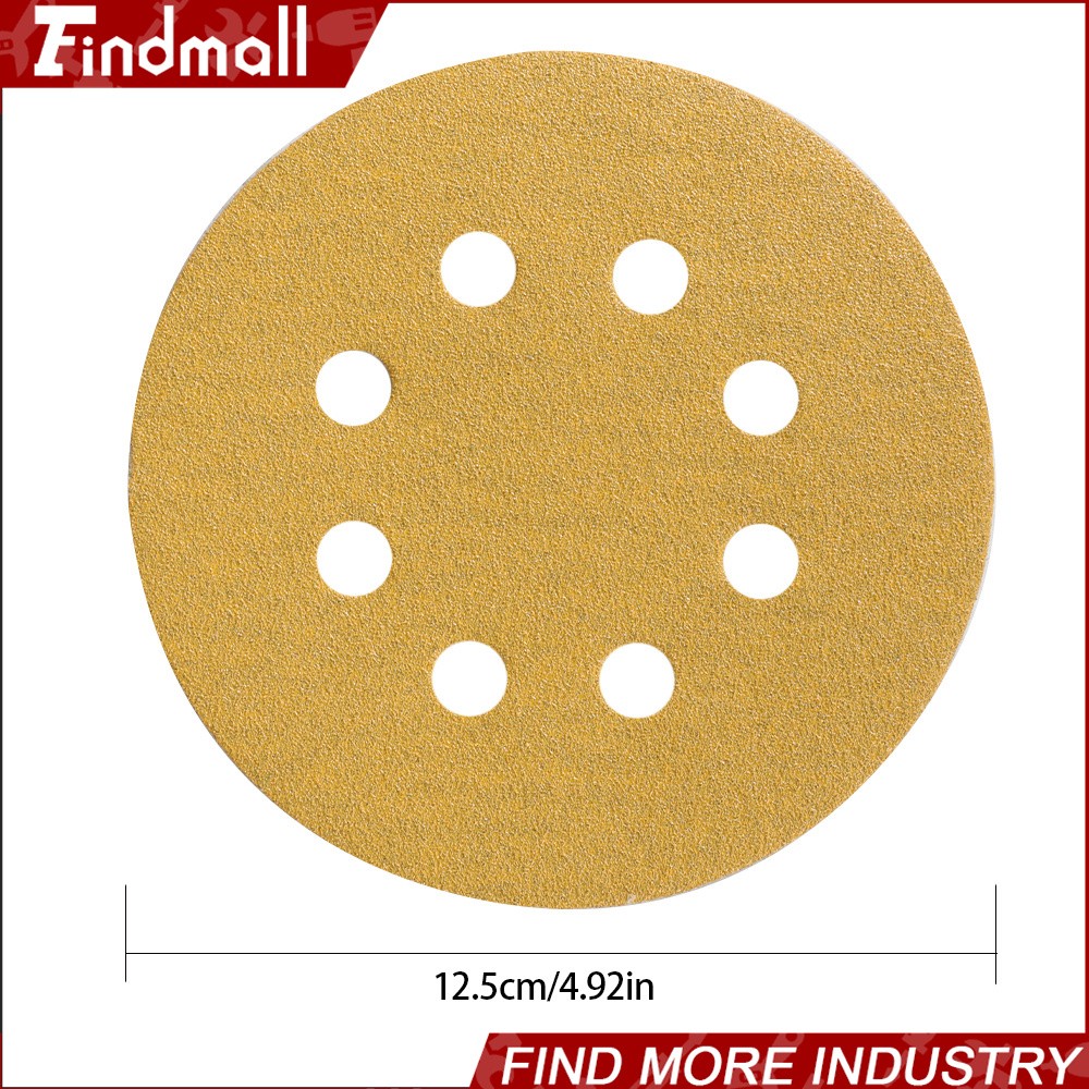 Findmall 100 Pieces 100 Grit 5″ 8-Hole Hook-And-Loop Sanding Disc Sander Paper